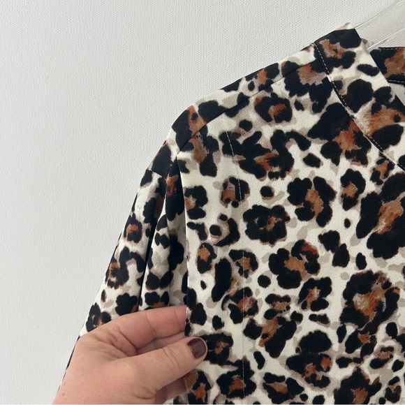 Rachel Roy Leopard Blouse Jacket Shirt Top Cropped NWT Brown Size Extra Large XL - Picture 4 of 10